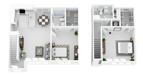 Floor plan for 2 beds, 2 baths, 1350 sqft